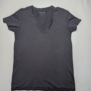 Everlane Supima Cotton V Neck Tee Gray Women M Minimalist Capsule Wardrobe Basic